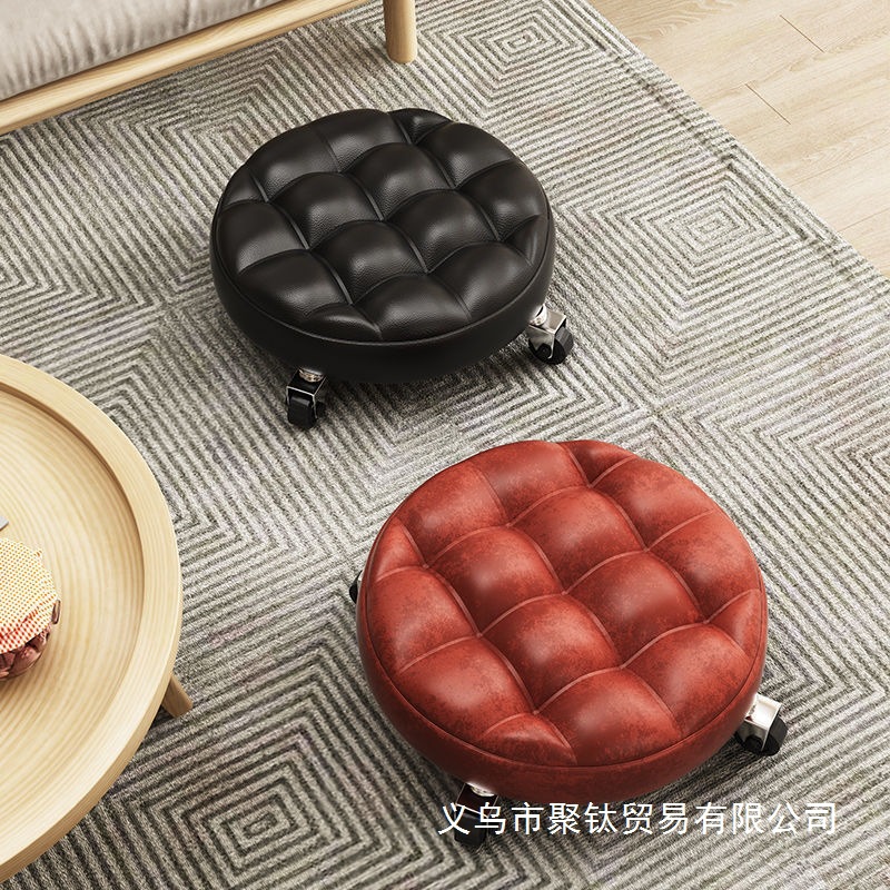 Small Wheeled Stool for Home Use, Adjustable Height Chair with Swivel Wheels, Low Stool with Wheels for Cleaning, Mobile Small Bench, Toddler Round Stool