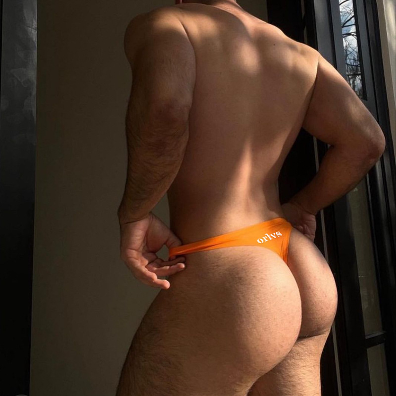 Modal men's thong bikini single Ding hip lifting back empty free sexy thin waist small triangle solid color T pants