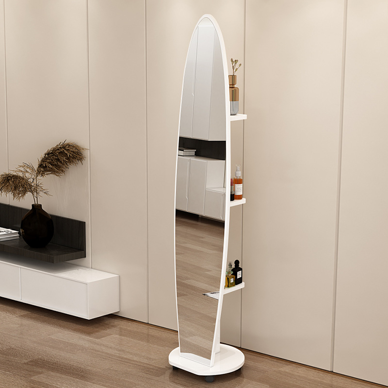 Espejo de cuerpo entero, espejo de piso para vestir, espejo de probador de dormitorio doméstico para niñas, espejo grande tridimensional móvil giratorio de viento