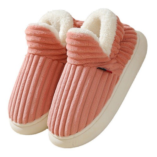 Gusseted Slippers with Fleece Padding, Home Warm Slippers, Non-Slip Postpartum Shoes for Women and Men