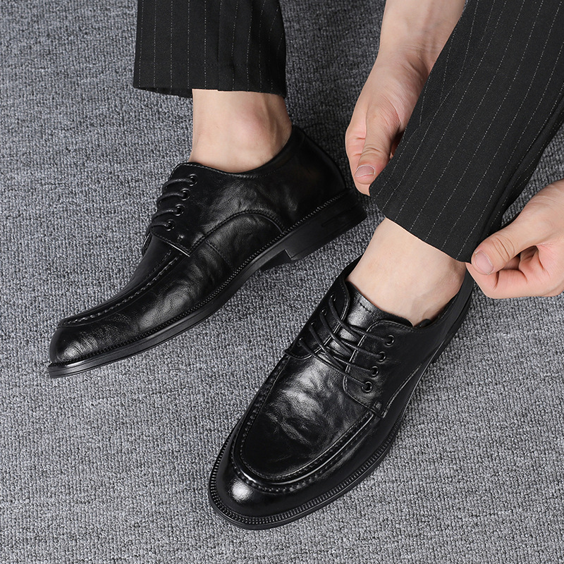 Primavera nuevos zapatos de cuero de negocios de los hombres zapatos de cuero genuino de los hombres transpirables casuales ropa formal papá zapatos de los hombres solos zapatos al por mayor image 5