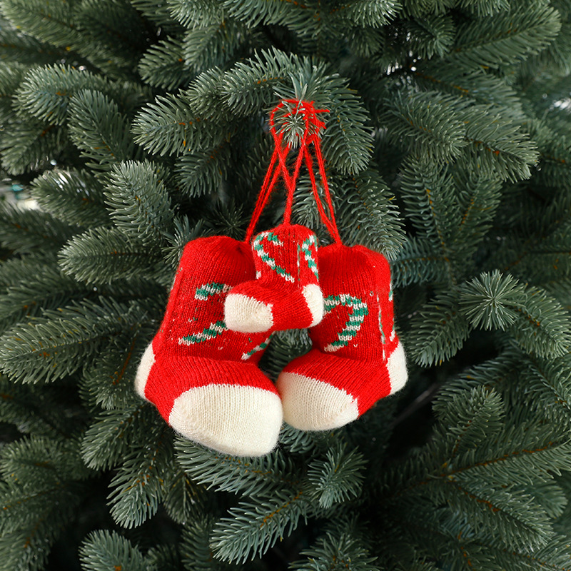 Amazon nueva Navidad mini calcetines de Navidad colgante decoración del árbol de Navidad botas de color colgante al por mayor image 4