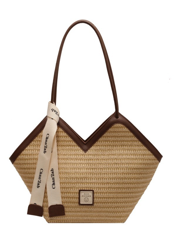 Bolsa de paja trenzada para mujeres verano 2026 nuevo paquete de hombro versátil de gran capacidad textura popular bolsa de viaje