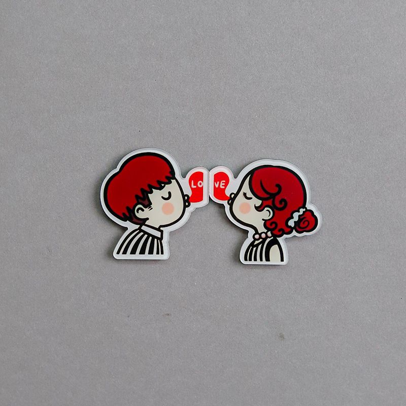 Personajes de dibujos animados pareja de acrílico adsorción pegatinas de refrigerador EVA alfanuméricos pegatinas de refrigerador DIY pegatinas magnéticas decoración