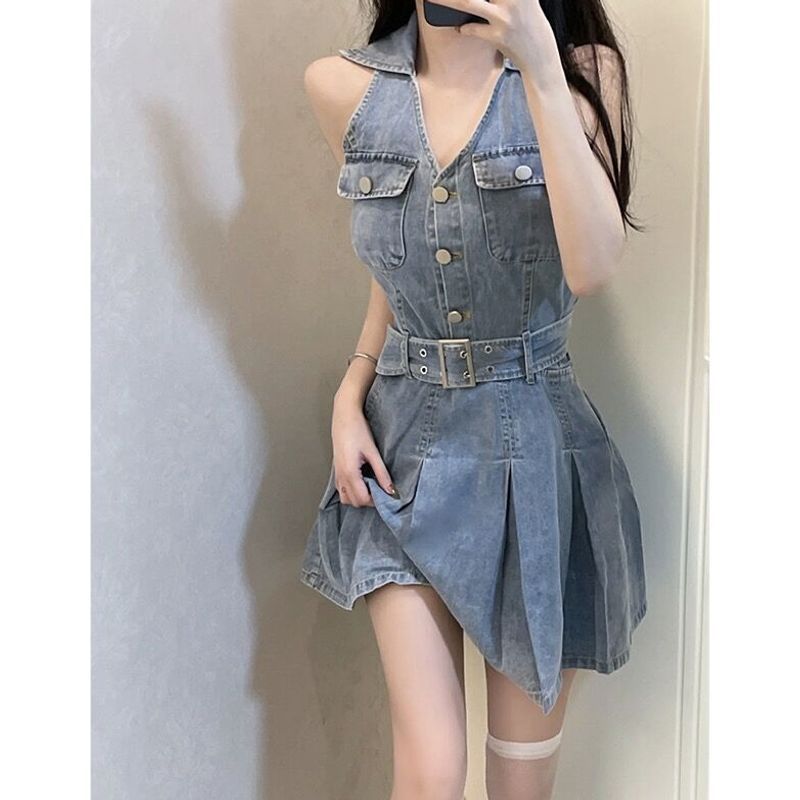 Retro denim dress