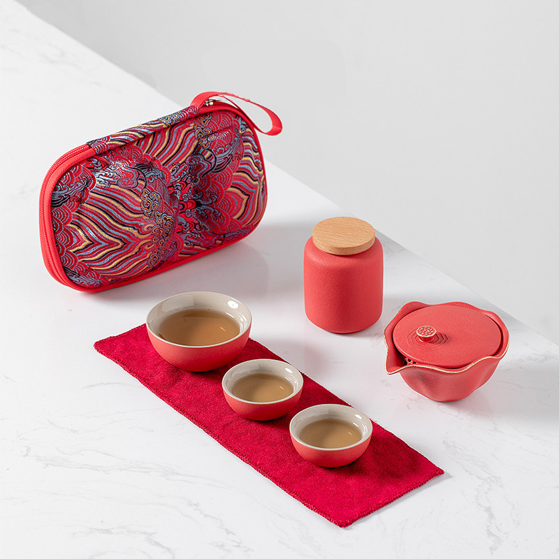 Portable Kung Fu Tea Set Outdoor Camping Tea Rabbit Quick Cup One Pot Two Cups Year Of The Rabbit Travel Tea Set