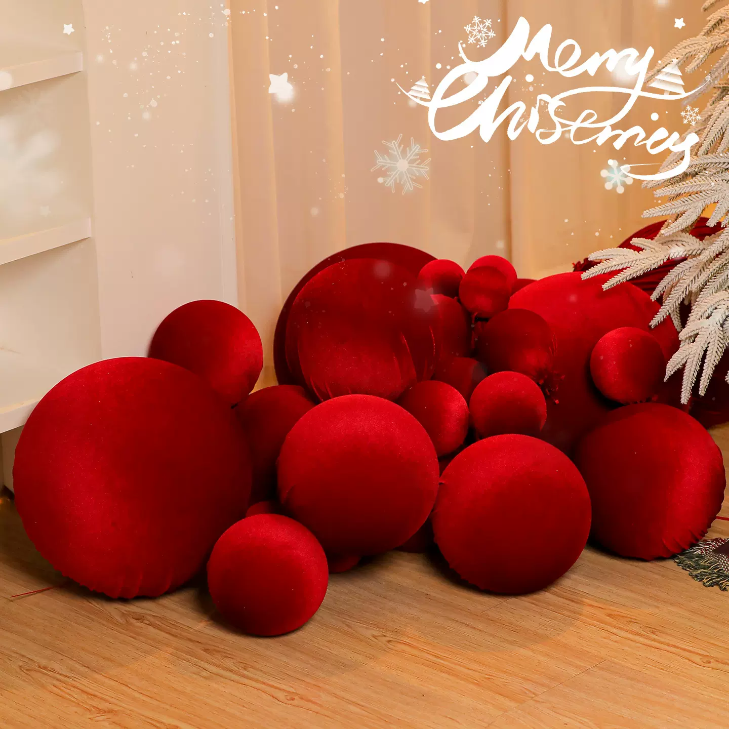 圣诞春节日红色泡沫球打卡点布置美陈列泡沫婚礼布景橱窗装饰道具