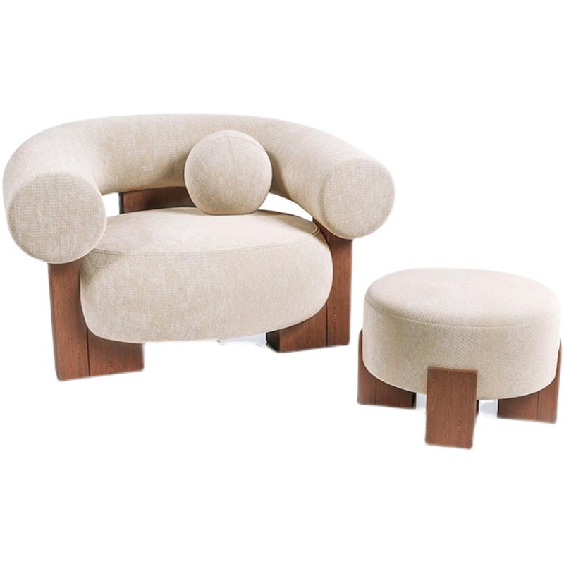 Nórdico simple sala de estar pequeña vivienda sofá de madera sólida sofá de diseño creativo doble de tres personas sofá curvo