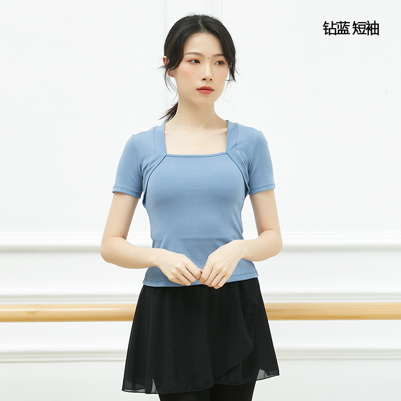 舞蹈练功服女春秋成人复古芭蕾风教师形体服装长袖假两件气质上衣|undefined