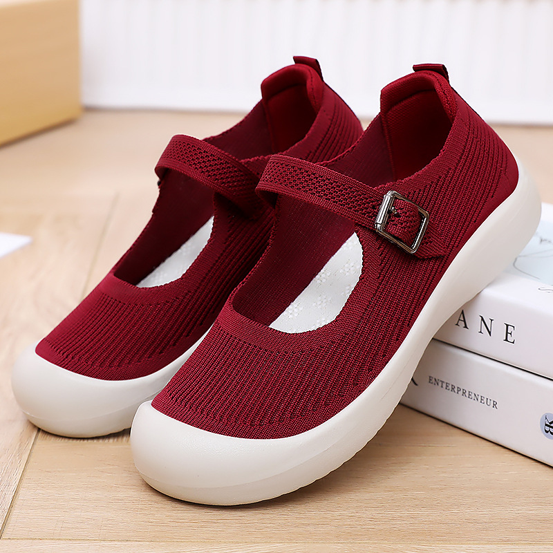 Zapatos de madre verano para mujer nuevo estilo hebilla transpirable zapatos individuales suela suave sin pies cansados zapatos casuales zapatos de mujer cómodos huecos