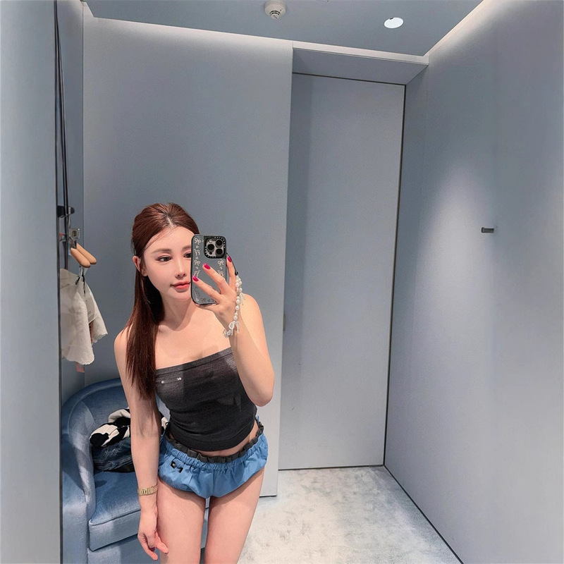2025 Early Spring New Nanyou Miu Sexy Sweet and Spicy Style Letter Logo Slimming Look Short Tube Top Vest