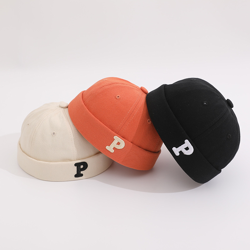 Chinese Style Childrens P Letter Pumpkin Cap For Spring Autumn_voghion.com