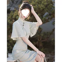 Свежий и простой Cheongsam 2025, новый стиль, молодежный, высококачественный, с рукавами-халтер, новый китайский стиль, миниатюрный, улучшенный, кролик, повседневный, летний.