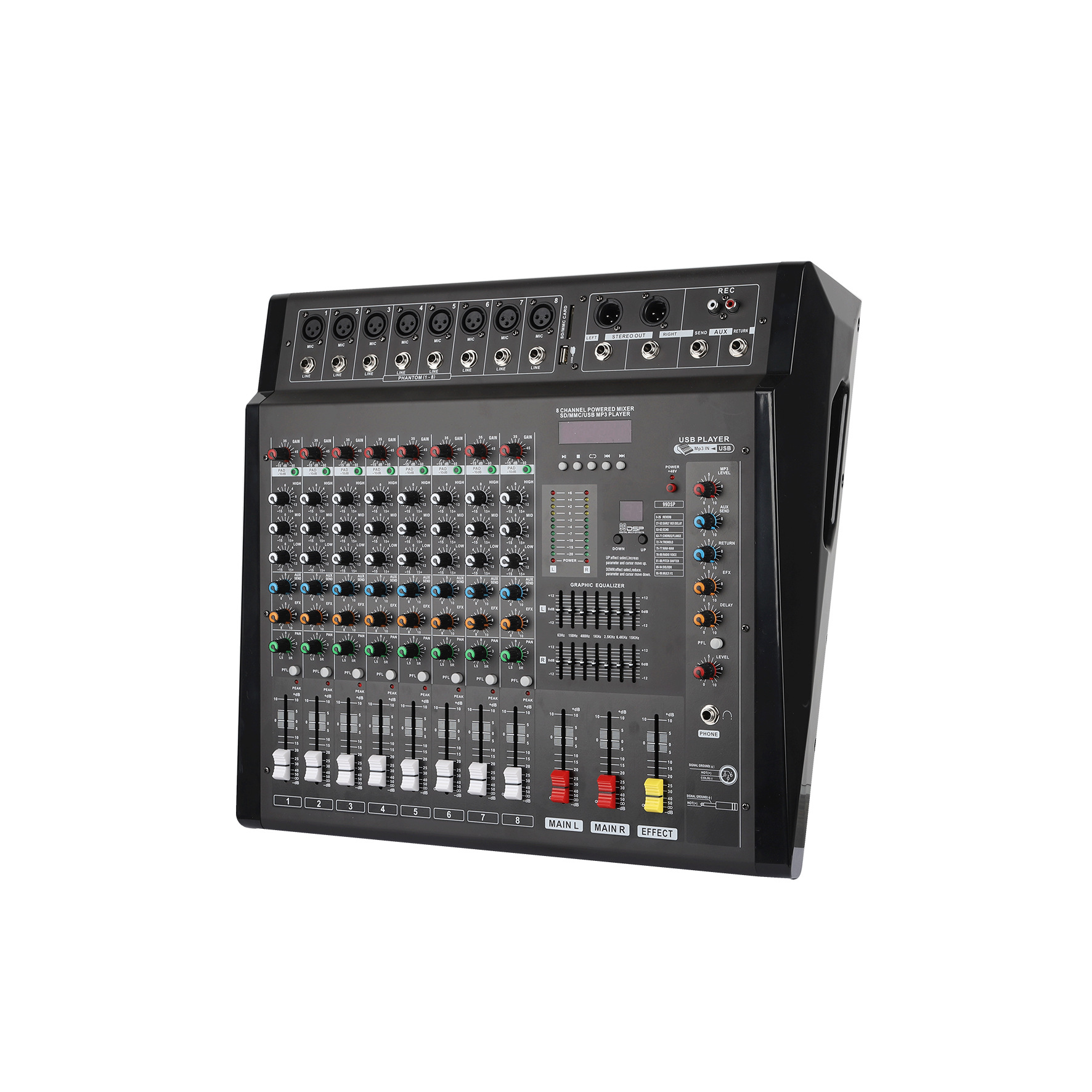 DMX系列 批发带功放350W调音台内置16种dsp数字效果跨境演出蓝牙