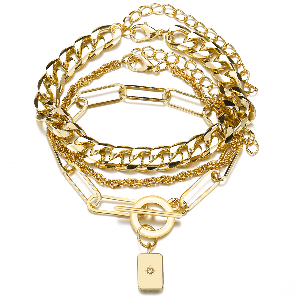 Retro Creative Gold Multi-layer Thick Chain Bracelet display picture 2