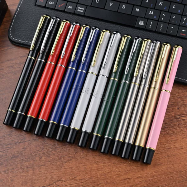 Factory straight hair multi-color metal signature pen neutral water pen ball pen business advertising gift pen logo