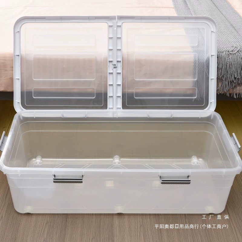 Ящик для хранения, прозрачный шкив для хранения под кроватью, одежда, большая вместимость 2025, с ящиком для хранения под кроватью, плоский общежитие, новый стиль