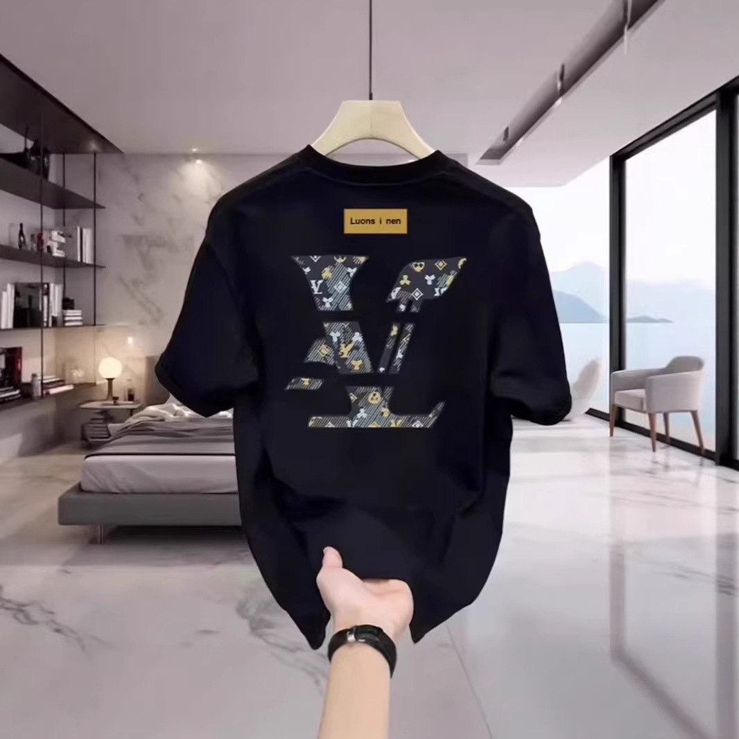 Camiseta masculina de algodão premium - modelagem oversized com estampa minimalista (preta/branca, tamanhos P-5XG)_voghion.com