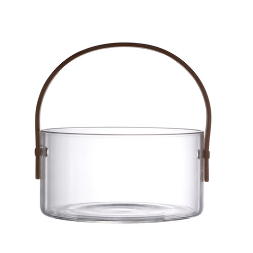 Portable Basket Glass Fruit Tea Basket Glass Bucket Salad Bowl Snacks Dried Fruit Plate Internet Popular Fruit Plate Glass Ice Bucket Wholesale