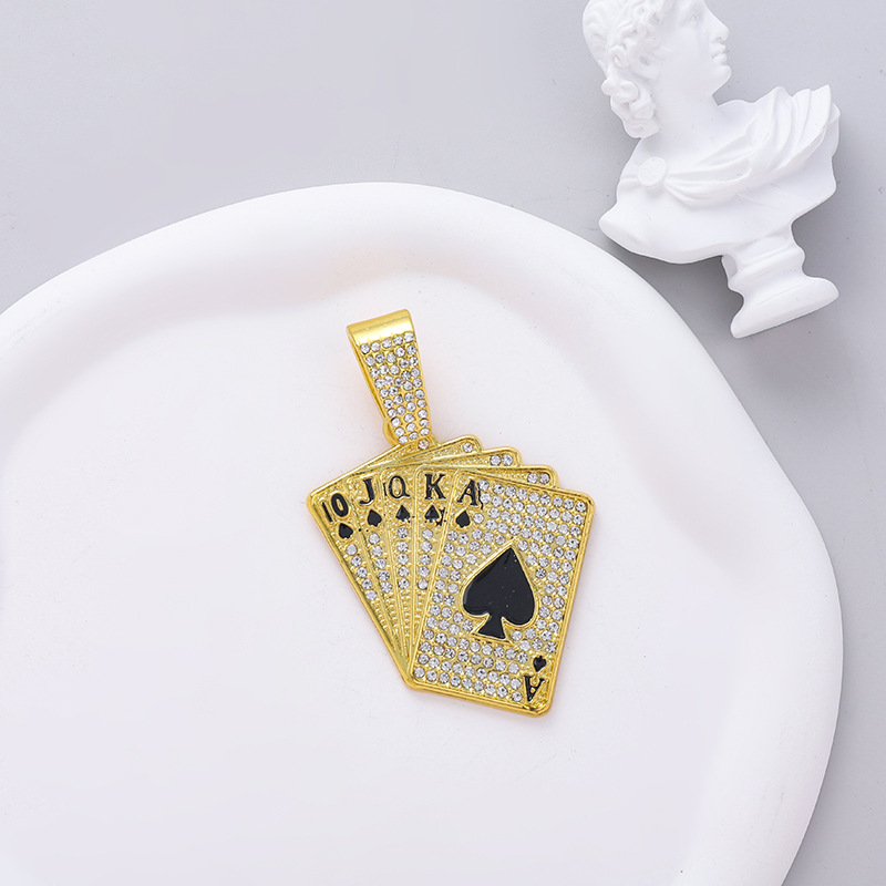 Collana con ciondolo a forma di carta da gioco hip hop uomo_voghion.com