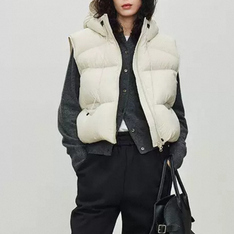 Down Vest Women's Outerwear Winter Coat Fluffy Duck down Design Women's Hooded Waistcoat Pinghu