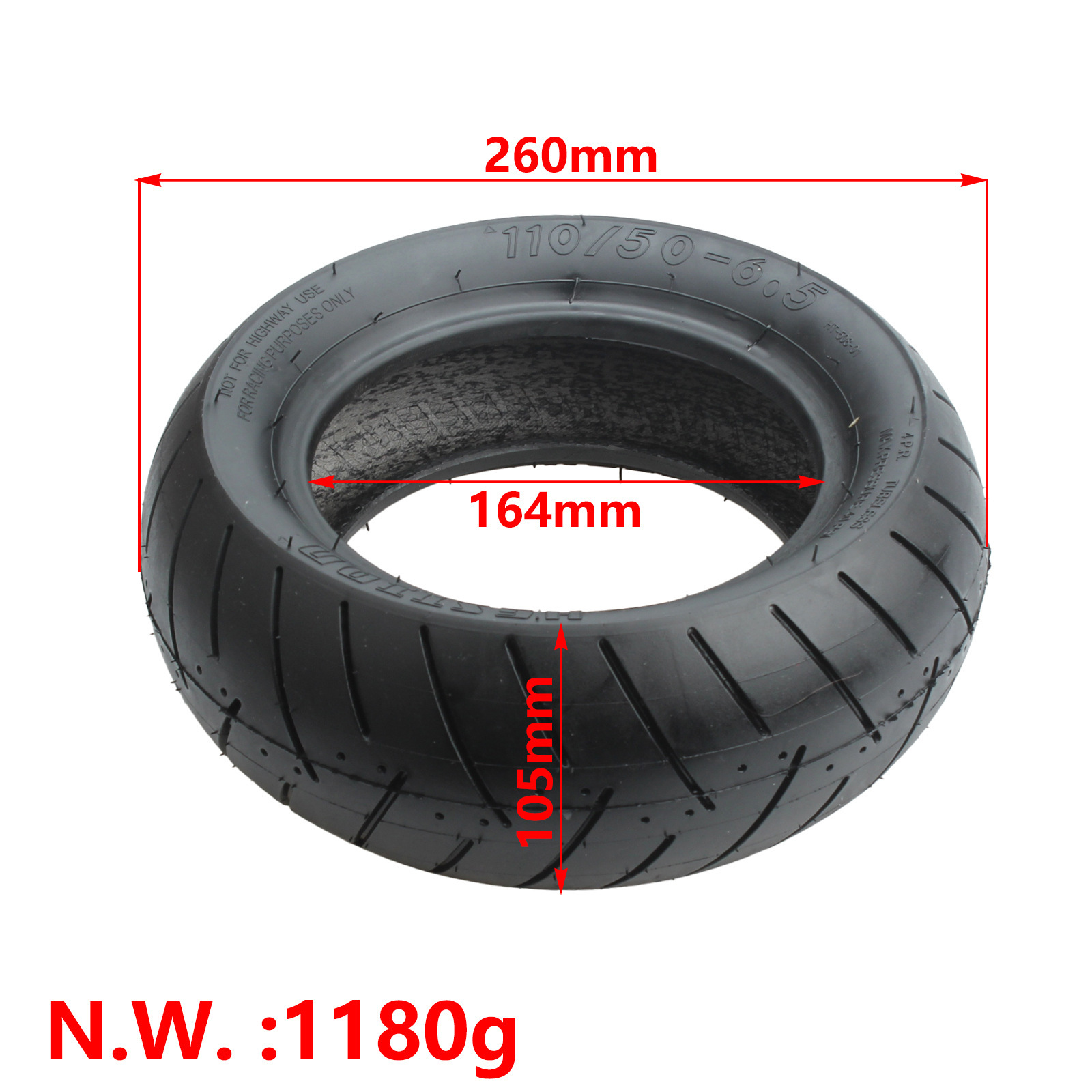 电动滑板车加厚4PR 4层轮胎110/50-6.5真空胎耐磨其他外胎