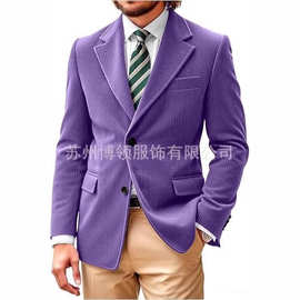新款男士灯芯绒西装外套男士西服男休闲商务外套西装商务男士新款