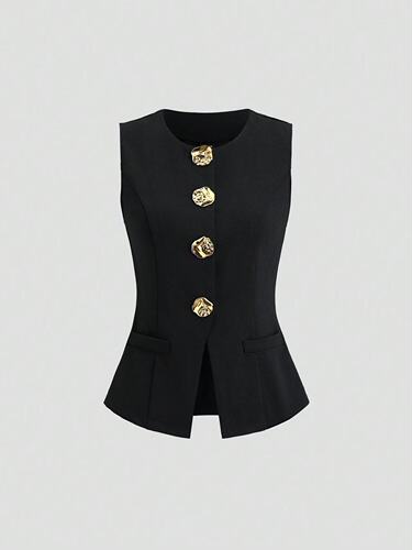 European and American Cross-Border Amazon Women's Elegant Fashion Solid Color Vest