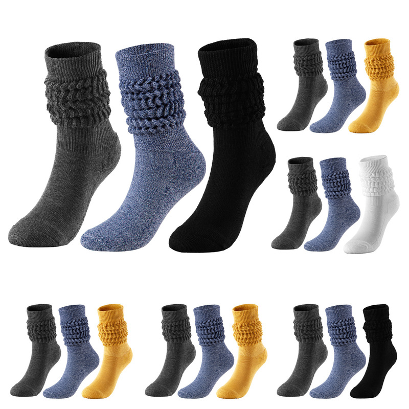 Amazon Cross-Border Socks Japanese Style Unisex Mid-Length Autumn and Winter Warm Slouch Socks Bubble Socks