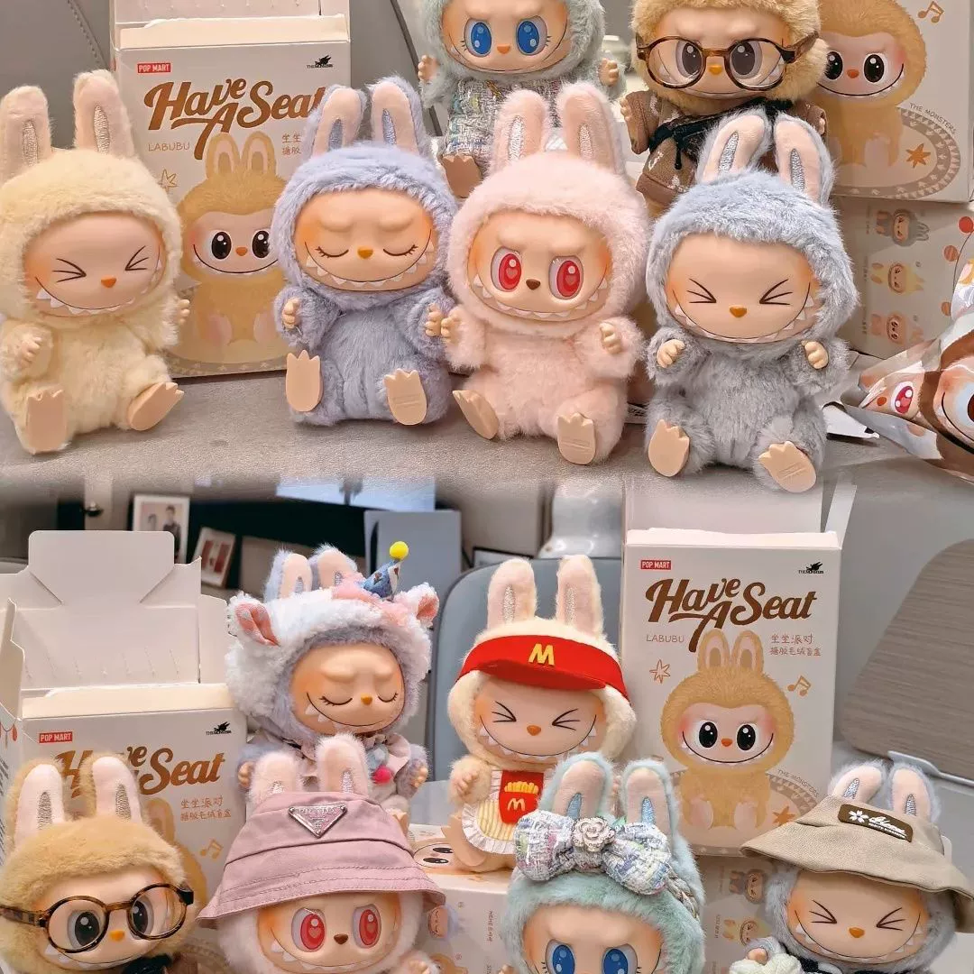 ПОМПАРТ Bubble Mart LABUBU сидячий вечеринный виниловый плюшевый blind box макарон второго поколения подвеска