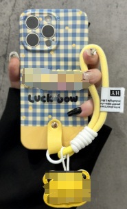 Cordón colgante de oso tridimensional oso azul a cuadros cxj