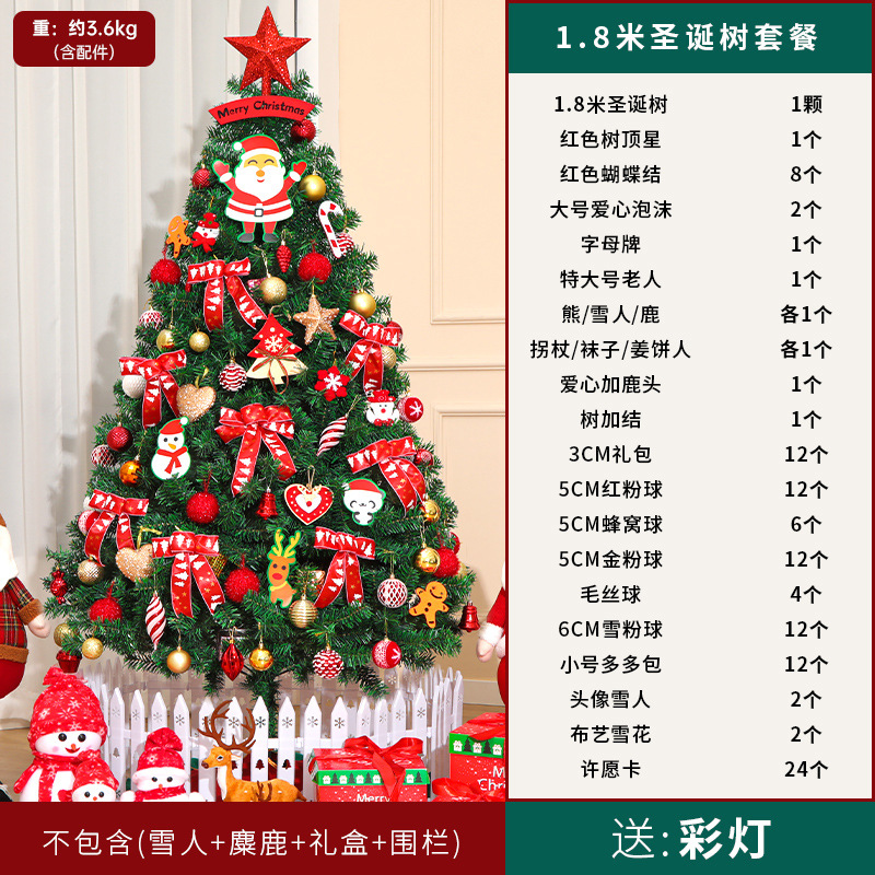 2024 nuevo árbol de Navidad doméstico paquete de 1,5 metros cifrado 1.8 conjunto de gran decoración de Navidad coreana lámpara