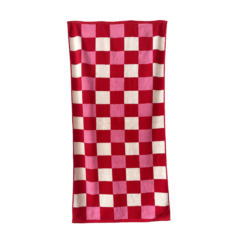 Popular Checkerboard Towel with Customized Logo, Skin-Friendly and Good-Looking Towel and Bath Towel, Source Manufacturer Customized Household Towel