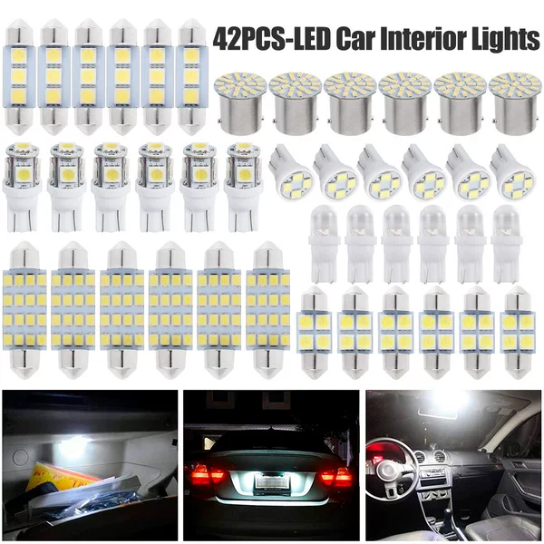 Car LED CombinaTion SeT 42PCS T10 WidTh LighT Double Tip Reading LighT License PlaTe LighT Indoor Door LighT