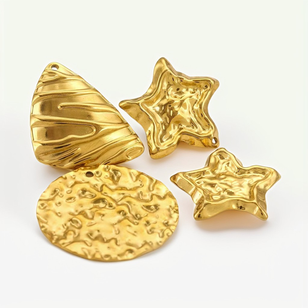 Acero inoxidable pentagonal concha de titanio colgante colgante colgante collar de titanio 18K oro color protector accesorios collar acero titanio joyería DIY