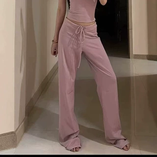 SKIMS女装春夏纯棉抽绳直筒裤卡戴珊辣妹高腰时尚运动休闲裤女夏