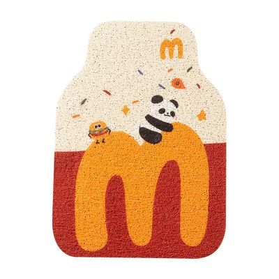 Cute Special-Shaped Car Floor Mats for Main Driver, Single Piece, Stain-Resistant and Soil-Rubbing Car Floor Mats, Cartoon Wire Rings, Antibacterial (Avtomobil döşəmə paspasları) - gourmet-panda-silk-circle-foot-mat-front-4562cm-front-4945cm-rear