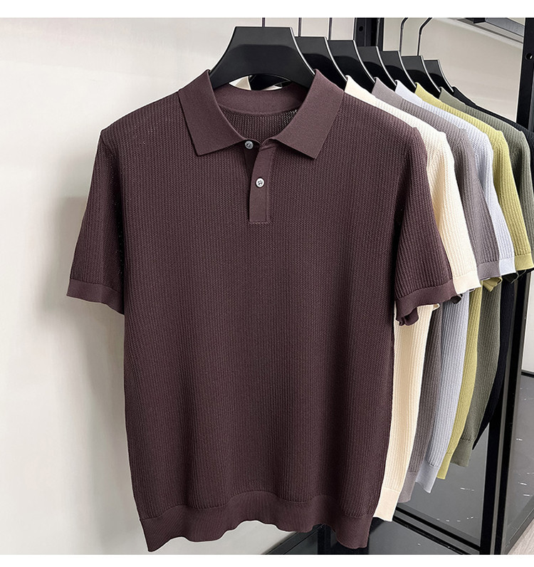 Men's High End Modal Breathable Cooling Collar Polo Shirt New Summer Short Sleeve Knitted T-Shirt Comfortable Fashion Top_viptrois.com