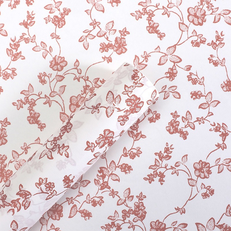 Papel de regalo floral impermeable de estilo europeo para el Día del Maestro, impreso con un elegante diseño floral para empaquetado de ramos de regalo en floristerías.