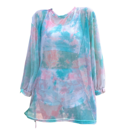 Conservative Women's Sports Three-Piece Swim Suit, Small Cup Push-Up Swimwear, Conservative, Hides Fat, Slimming Swimwear