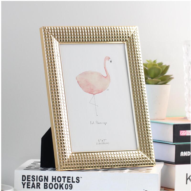 Plaid Photo Frame Business Advanced Sense Light Luxury Simple Metal Photo Frame 6 Inch 7 Inch 8 Inch Exquisite Creative Ornaments