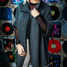 2025亚马逊独立站欧美跨境春秋新款休闲气质格纹七分袖中长外套女