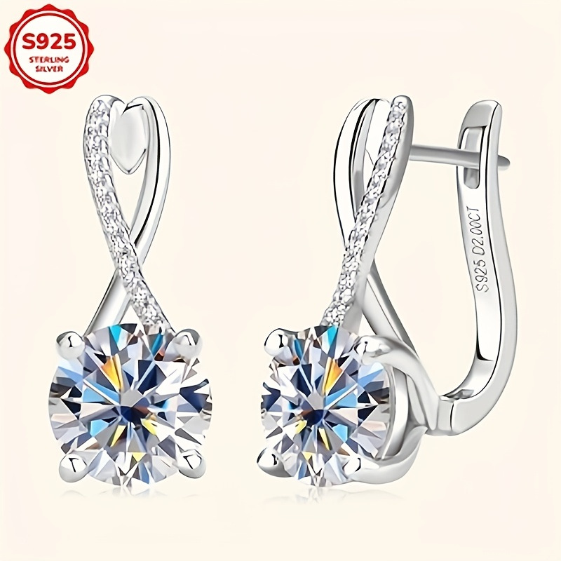 fashionable shiny geometric design elegant earrings with zircon