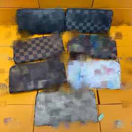 跨境外贸优质货源潮流时尚经典单拉链钱包男女通用棋盘格卡包