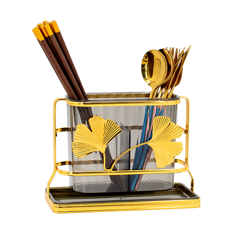 palillos barril Ginkgo biloba cocina bandeja de drenaje palillos cuchara mesa estante caja de almacenamiento estilo europeo