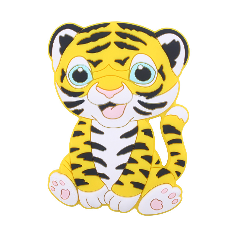 Bebé suministros de dibujos animados animal silicona Tigre mordedor creativo bebé de silicona mordedura molar teether juguete Nuevo