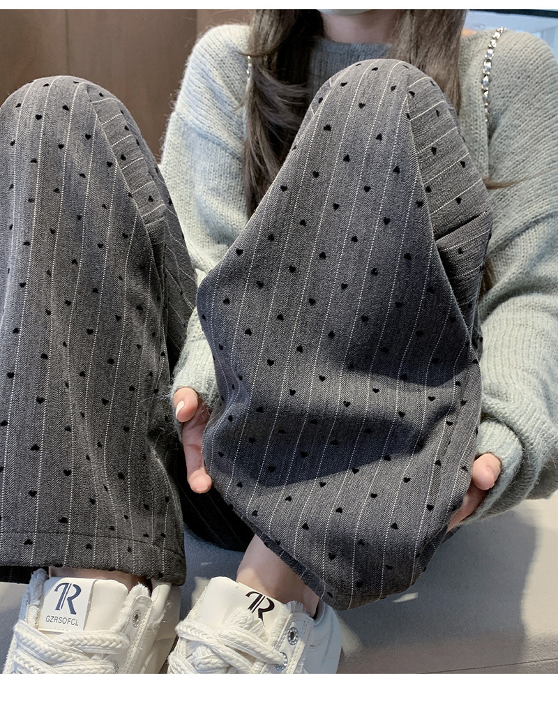 Pantalones Yamamoto informales pequeños de cintura alta y pierna ancha con estampado de amor de Design Sense 1511 para niños de principios de otoño_voghion.com