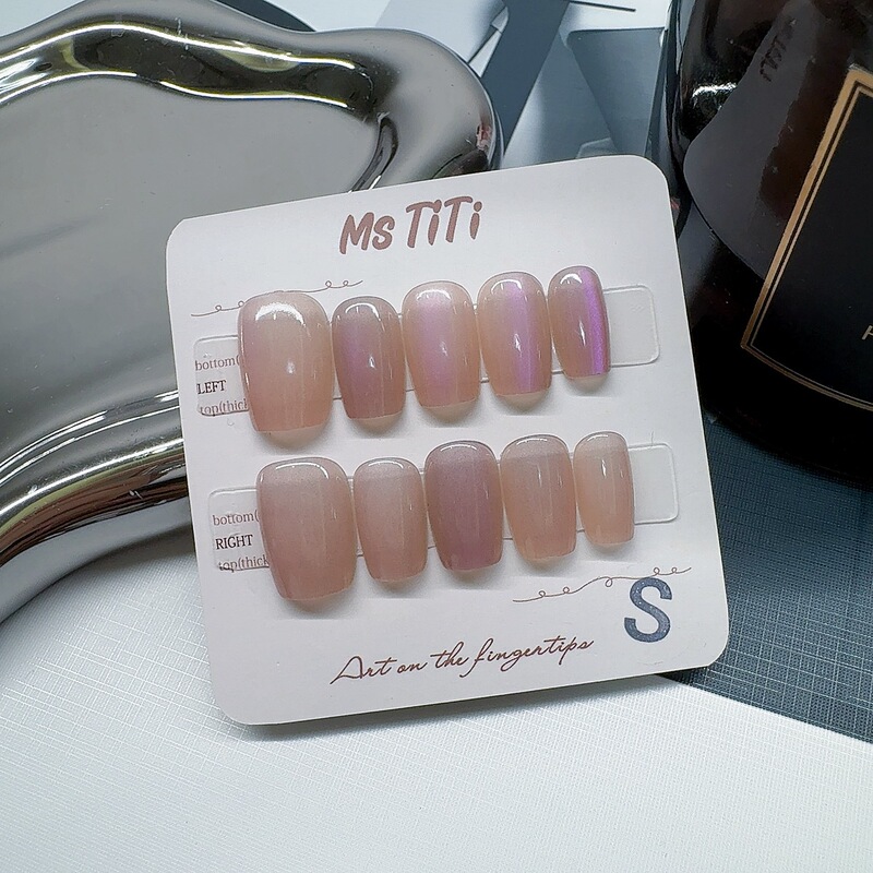 Pure Desire Ins Style Cat Eye Retro Handmade Wearable Manicure Patch Fake Nails Removable and Durable