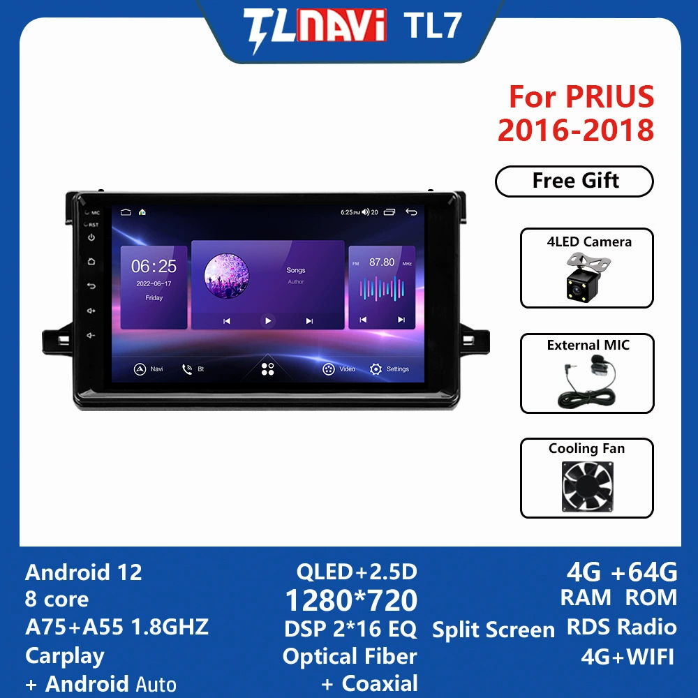 Подходит для Toyota Prius 2014--2019 автомобиль 4G полная сеть Android большой экран навигатор