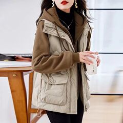 Large size down cotton jacket 2025 new fashionable Korean version loose cotton jacket hooded fake two-piece autumn and winter jacket for women